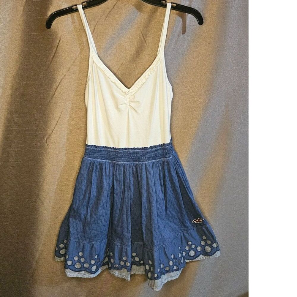 Hollister, Cream, Blue, Dress, Size: S